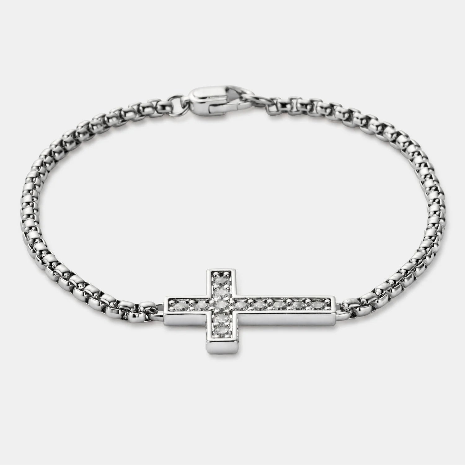 Iced Cross Bracelet (Silver)