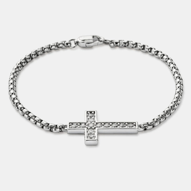 Iced Cross Bracelet (Silver)
